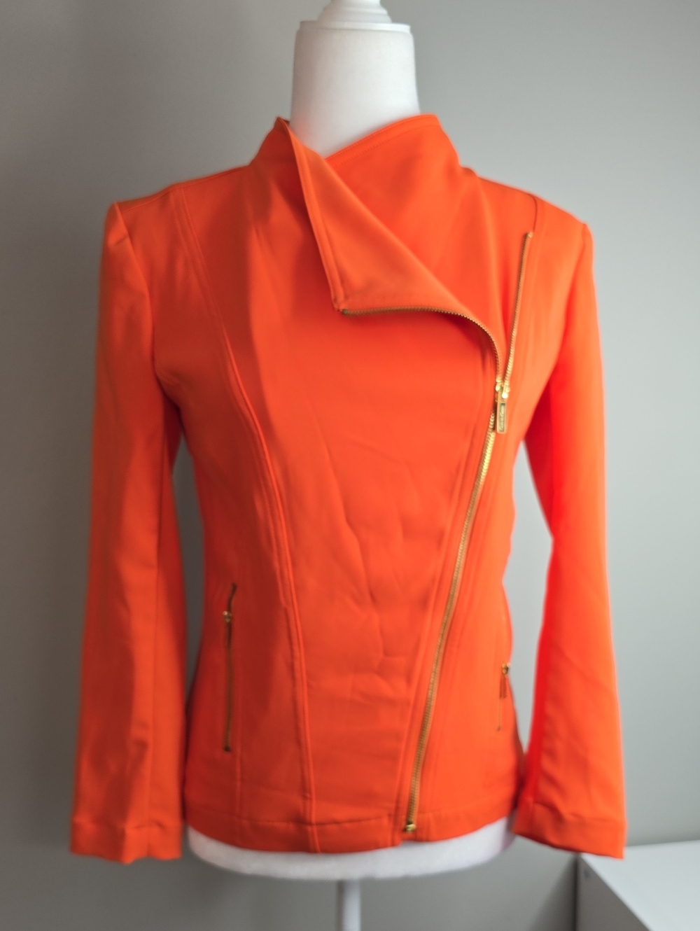 Calvin Klein Vibrant Orange Blazer Jacket Gold Hardware